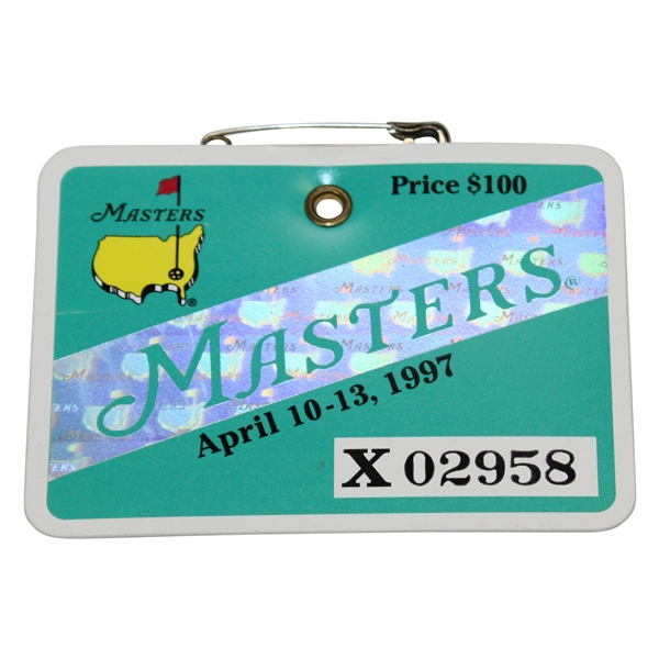 1997 Masters Tournament SERIES Badge #X02958 - Tiger Woods' First Masters Win