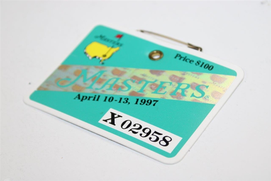 1997 Masters Tournament SERIES Badge #X02958 - Tiger Woods' First Masters Win