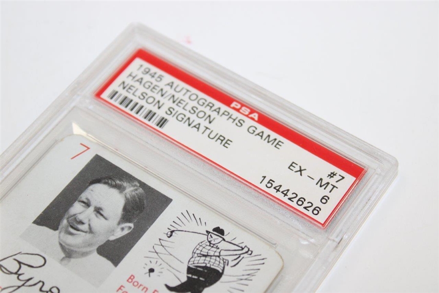 Byron Nelson 1945 Autographs Game Hagen/Nelson Card #7 PSA EX-MT 6 #15442626