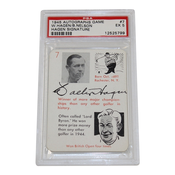 Walter Hagen 1945 Autographs Game W. Hagen/B. Nelson #7 Golf Card PSA 5 EX #12525799