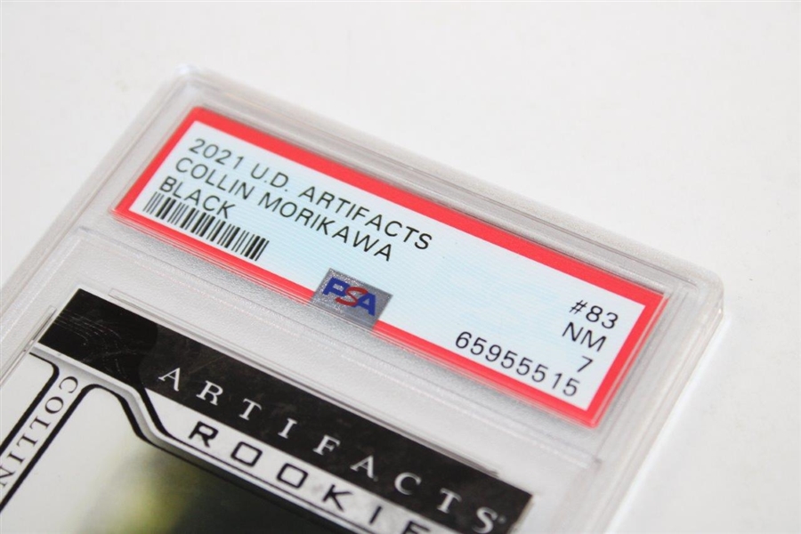 Collin Morikawa 2021 U.D Artifacts Black Golf Card #83 PSA 7 NM #65955515