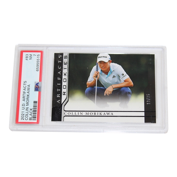 Collin Morikawa 2021 U.D Artifacts Black Golf Card #83 PSA 7 NM #65955515