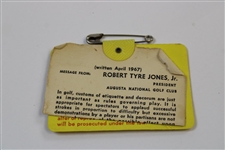 1975 Masters Tournament SERIES Badge #24832 - Jack Nicklaus Winner