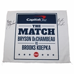 Bryson DeChambeau & Brooks Kopeka Signed Capital One 'The Match' White Cloth Signage JSA ALOA