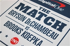 Bryson DeChambeau & Brooks Kopeka Signed Capital One 'The Match' White Cloth Signage JSA ALOA