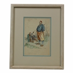 Frank Reynolds Original History While You Wait Pen & Ink Watercolor - Framed