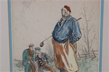 Frank Reynolds Original History While You Wait Pen & Ink Watercolor - Framed