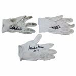 Mark OMeara, David Duval & Ian Baker-Finch Signed Personal Golf Gloves JSA ALOA