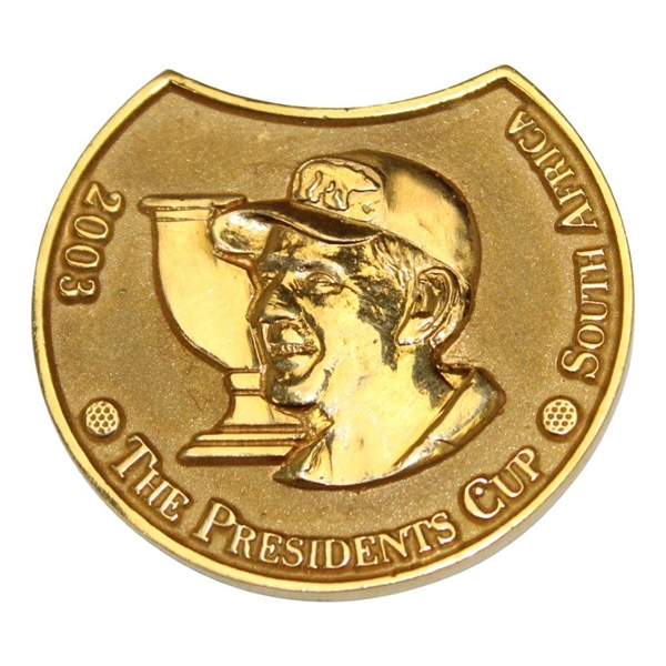 2003 Presidents Cup Solid Gold Coin in Gary Player & Jack Nicklaus Signed Box JSA ALOA