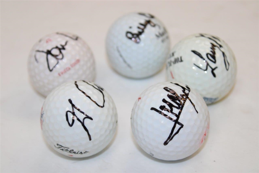 Masters Champions Archer, Aaron, Mize, Casper & Olazabal Signed Golf Balls JSA ALOA