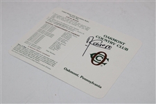 Angel Cabrera Signed Oakmont C.C. Scorecard JSA COA #HH62533