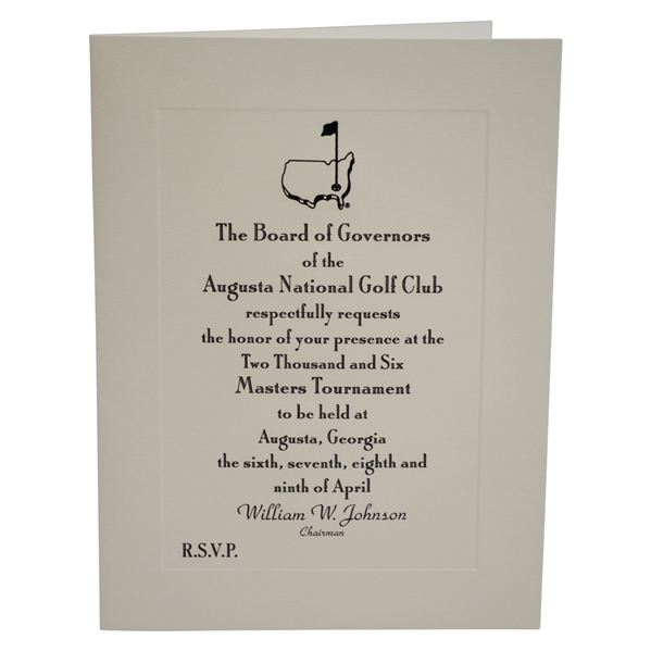 Ken Venturi's Augusta National Golf Club Invitation to 2006 Masters Tournament