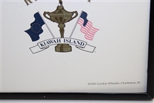 Payne Stewart Signed 1991 Ryder Cup Matches at Kiawah Island Poster w/Badge JSA ALOA