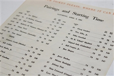 1961 Masters Tournament Saturday Pairings Sheet - Gary Player Winner