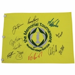 Nicklaus, Watson & 12 others Signed Memorial Tournament Embroidered Flag JSA ALOA