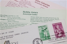 Bobby Jones & Babe Zaharias 1981 Pinehurst Golf Foil Stamp Set & First Day Of Issue 1981 Pinehurst