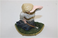 Antique Lady Golfer 'Surveying the Course' Doorstop - 7” tall