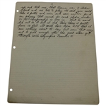 Charles 'Chick' Evans Handwritten 1928 US Open Preview Titled '286' (His Record 1916 US Open Score) - Significant Content