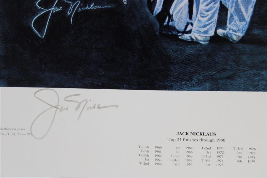 Jack Nicklaus & Arnold Palmer Signed Sunday In Augusta Poster - Matted JSA ALOA