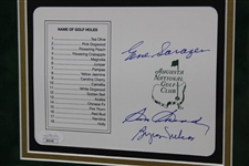 Byron Nelson, Gene Sarazen & Sam Snead Signed Augusta Scorecard w/Photo - Framed JSA FULL