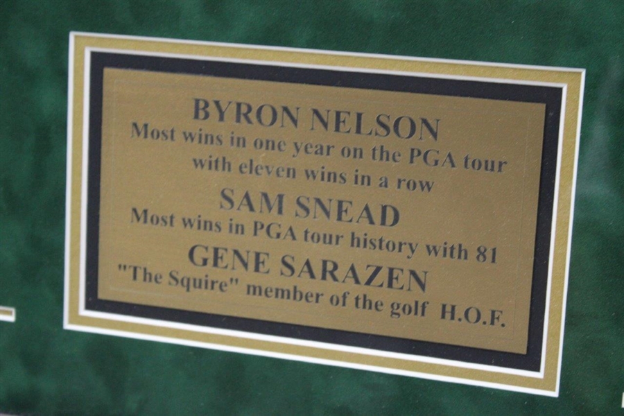 Byron Nelson, Gene Sarazen & Sam Snead Signed Augusta Scorecard w/Photo - Framed JSA FULL