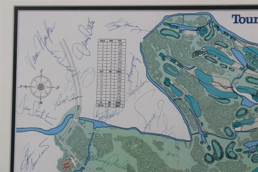 Nicklaus, Palmer , Ballesteros, Watson & others Signed 1982 The Players Sawgrass Layout - Framed JSA ALOA