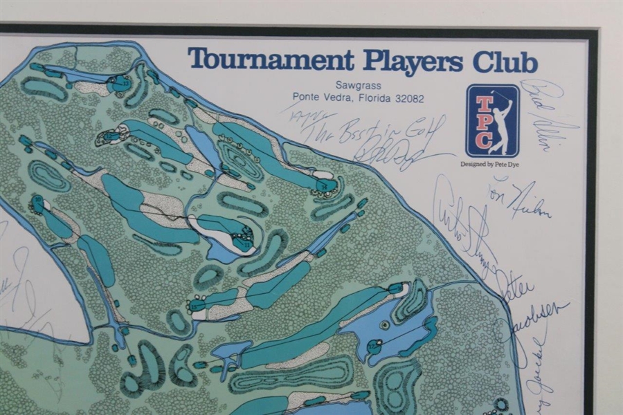 Nicklaus, Palmer , Ballesteros, Watson & others Signed 1982 The Players Sawgrass Layout - Framed JSA ALOA