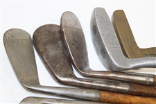 Thirteen (13) Various Wood Shaft Irons & Putters