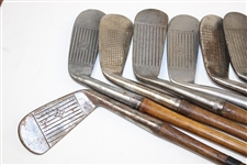 Thirteen (13) Various Wood Shaft Irons & Putters