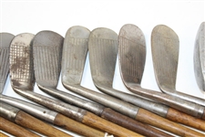 Thirteen (13) Various Wood Shaft Irons & Putters