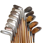 c.1920 Assembled Wood Shaft Various Play Set of Irons & Woods in Bag