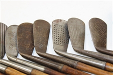 c.1920 Assembled Wood Shaft Various Play Set of Irons & Woods in Bag