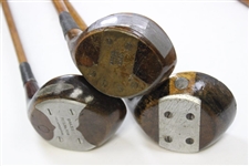 c.1920 Assembled Wood Shaft Various Play Set of Irons & Woods in Bag