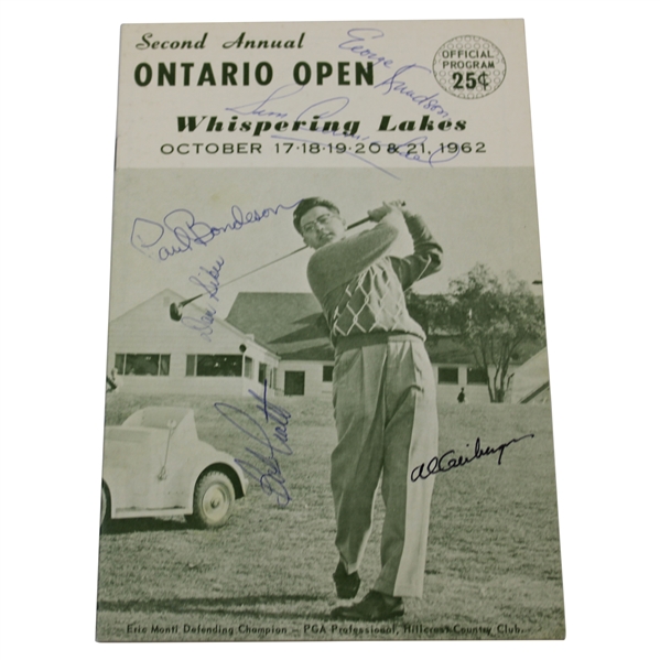 Champion Al Geiberger & others Signed 1962 Ontario Open Program - 1st PGA Win JSA ALOA