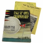 1951 US Open at Oakland Hills Official Program w/Map, Pairing Sheets & Scorecard