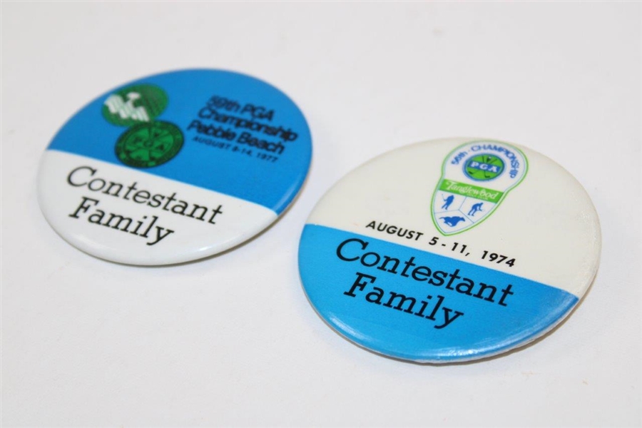 Sam Snead's 1974 & 1977 PGA Championship (Tanglewood & Pebble) Contestant Family Badges