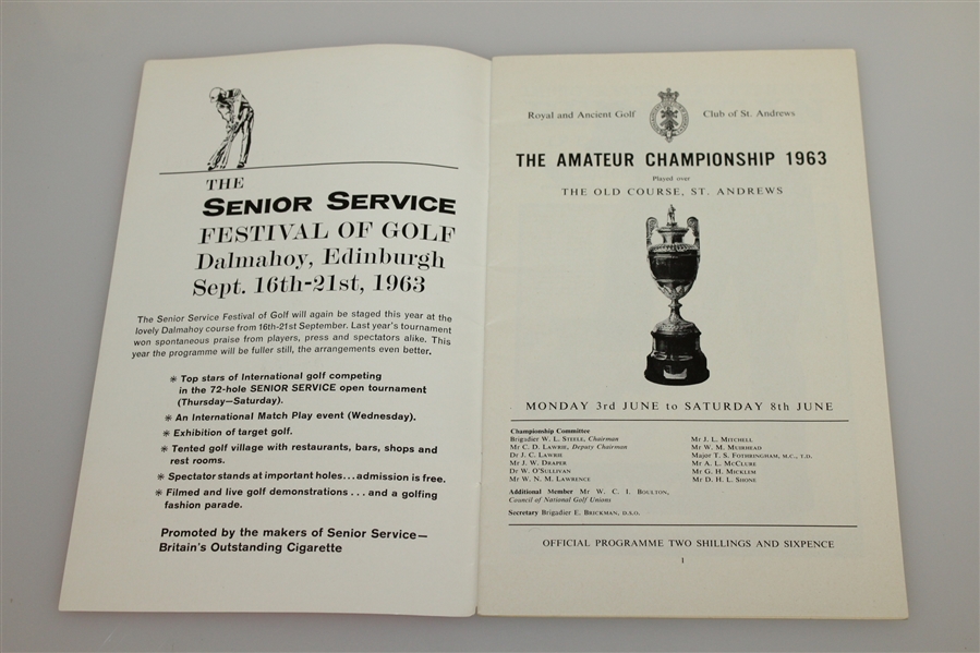 1963 British Amateur Championship at St. Andrews Official Program - Michael Lunt Winner