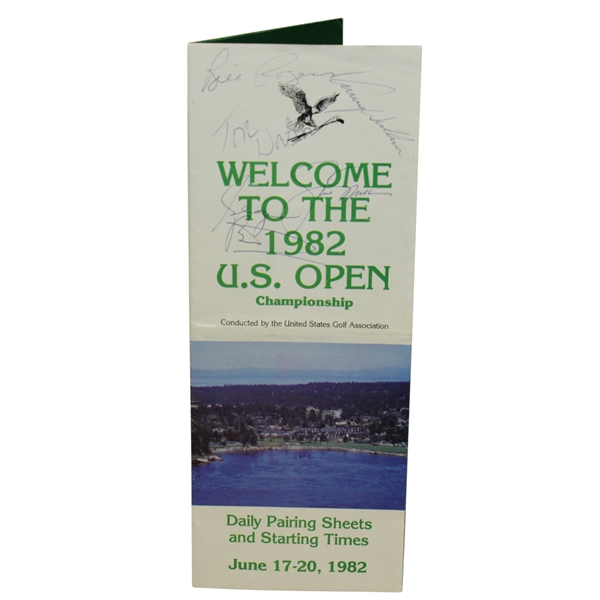 Jack Nicklaus, Tom Watson, & others Signed 1982 US Open at Pebble Beach Pairing Sheet JSA ALOA