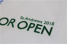 Miguel Jimenez Signed 2018 The Senior OPEN at St. Andrews Course Flag JSA ALOA