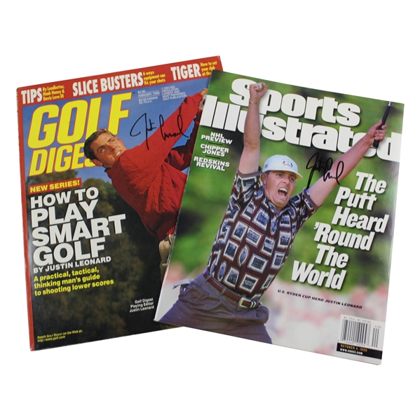 Pair of Justin Leonard Signed Magazines - Golf Digest & Sports Illustrated JSA ALOA