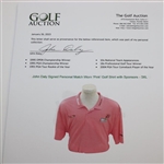 John Daly Signed Personal Match Worn 'Pink' Golf Shirt with Sponsors - 3XL JSA ALOA