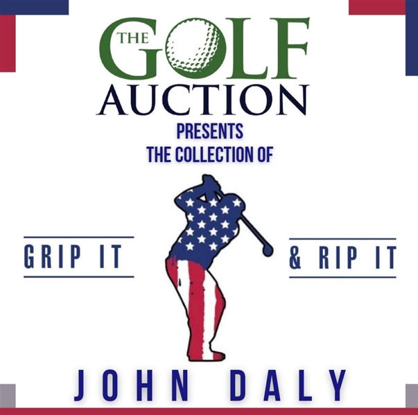 John Daly Signed Personal Match Worn 'Navy' Golf Shirt with Sponsors - 3XL JSA ALOA