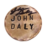 John Daly Signed Personal Custom Copper John Daly Golf Ball Marker in Case & Bag