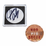 John Dalys Personal Custom Copper Woo Pig Sooie Golf Ball Marker in Signed Case w/Bag JSA ALOA