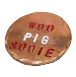 John Daly's Personal Custom Copper 'Woo Pig Sooie' Golf Ball Marker in Signed Case w/Bag JSA ALOA