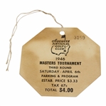 1946 Masters Tournament Saturday 3rd Round Ticket #3159 with Original String