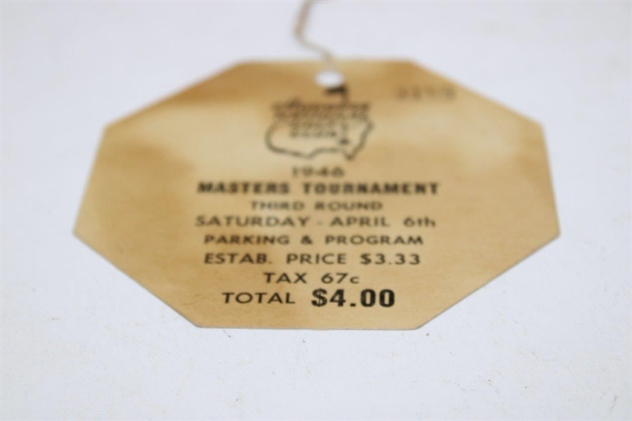 1946 Masters Tournament Saturday 3rd Round Ticket #3159 with Original String