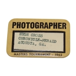 1962 Masters Tournament Photographer Badge - Hugh Cross (Chronicle-Herald, Augusta, Ga.)