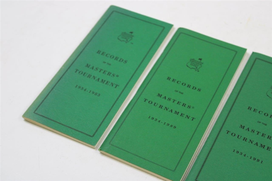 1984, 1990, 1992 & 1993 Augusta National GC 'Records of the Masters Tournament' Booklets