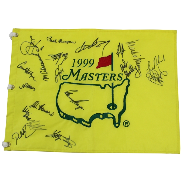 Player, Snead, Goalby & others Signed 1999 Masters Embroidered Flag JSA ALOA